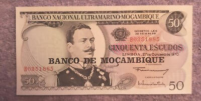 #ad Item # I 73 Mozambique 50 escudos 1976 pick #116 Uncirculated One Note $2.99