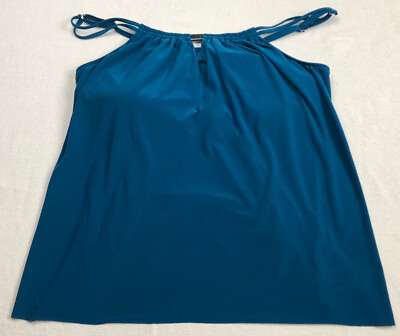 #ad Aqua Green Swimsuit Top Blue Stretch Open Front New With Tag NWT Woman Sz 2XL $20.99