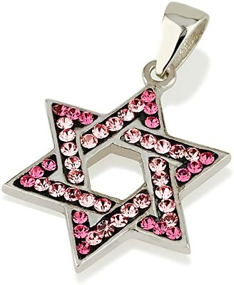 #ad Star of David Pendant With Pink Gemstone amp; 925 Sterling Silver Necklace $40.17