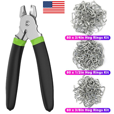 #ad Durable Hog Ring Pliers Kit With 240Pcs Rings Tool Set For Seat Cover Upholstery $15.49