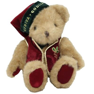 #ad Godiva Chocolate Christmas 10” Fully Jointed Cute Bear Stuffed Animal $20.89