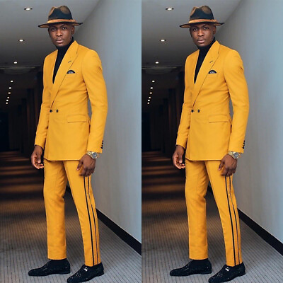 #ad Men Suit 2 Pieces Solid Notched Collar Classic Elegant Wedding Blazer Pants $84.62