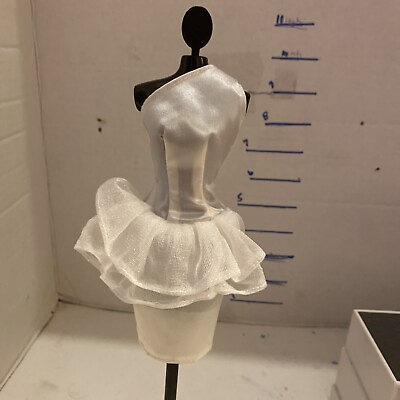 #ad Vtg Barbie Or Fashion Clone White Wedding Evening Dress Strapless Satin Lace $5.00