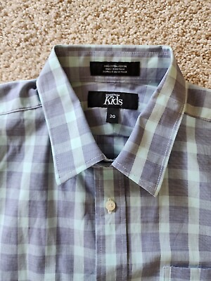 #ad New Nordstrom kids Button Up long sleeve Shirt Boys Sz. 20 Gray Blue mint NWT $10.00