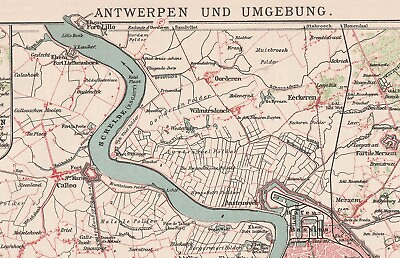 #ad ANTWERP 1894 Antwerpen Original map city plan BELGIUM $7.00