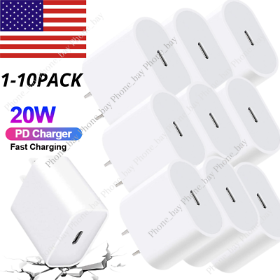 #ad USB C Wall Charger 20W PD Fast Block Type C Charging For iPhone 14 13 12 11 LOT $8.26