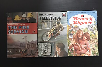 #ad Lot of 3 Vintage Ladybird Educational Books England Fire Man TV Memory Rhymes C $30.00