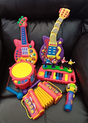 #ad 2003 04 THE WIGGLES SET 6 INSTRUMENTS MUSIC DRUM PIANO GUITARS MICROPHONE O8 $149.95