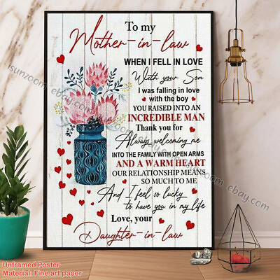 #ad Daughter In Law To Mother In Law I Feel So Lucky To Poster Wall Art Decor $20.42