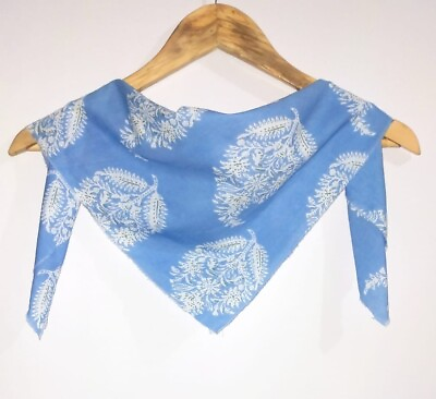 #ad Flower Print Square Head Printed Cotton Bandana Women Sky Blue Neck Scarf $42.25