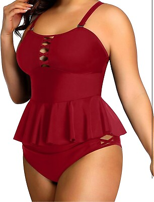 #ad AI#x27;MAGE Plus Size Swimsuits for Women Two Pieces High Waisted Tummy Control 20W $27.92