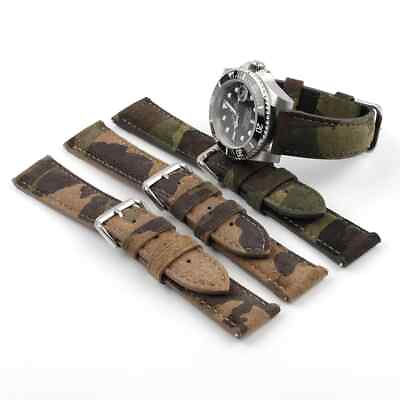 #ad Suede Watch Strap Band Camouflage Color 18mm 20mm 22mm 24mm Replacemen Watchband $17.75
