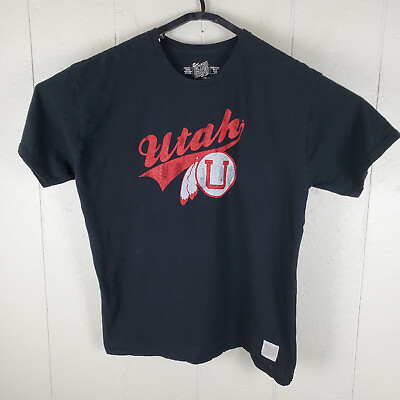 #ad Utah University Utes Shirt Mens 2XL Black Graphic Crew Neck Short Sleeve Retro $14.54