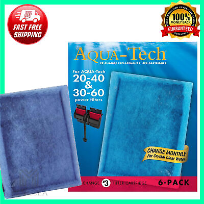 #ad Aqua Tech EZ Change Aquarium Filter #3 Cartridge For 20 40 30 60 Filters 6 Pack $13.73