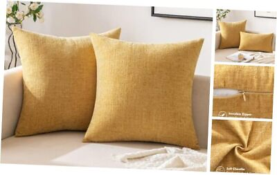 #ad Pack of 2 Soft Chenille Throw Pillow Covers 18x18 18x18 Inch Pack of 2 Gold $23.52