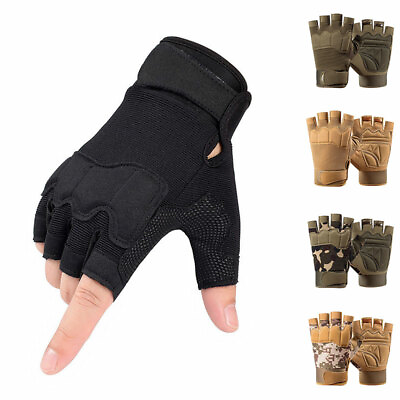 #ad Tactical Half Finger Gloves Military Outdoor Sports Bicycle Motocycle Mittens $5.49