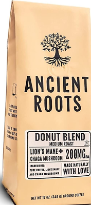 #ad Ancient Roots Donut Shop Mushroom Coffee Ground with Benefits of Mushroom 12 oz $17.50