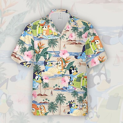 #ad Bluey Dog Hawaiian Shirt Bluey Hawaiian Dad Life Family Shirt Adults amp; Kids Size $21.00