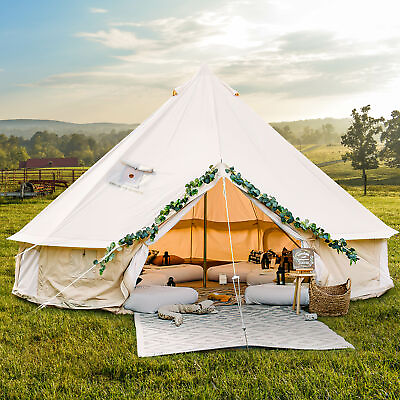 #ad Canvas Bell Tent 3M 4 Season Glamping Hunting Camping Tent Yurt Stove Jack $260.74