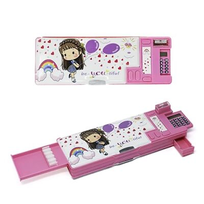 #ad Pop Up Multifunction Pencil Case for Girls Stationery Organizer with Calcula... $34.55