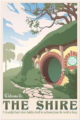 #ad Lord of the Rings Poster Welcome to the Shire Travel Print Wall Art Vintage $10.99