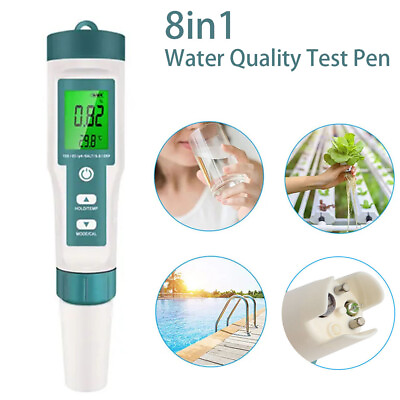 #ad 8 in 1 Digital PH EC Meter LCD Tester Pocket Hydroponics Aquarium Water Test Pen $22.89
