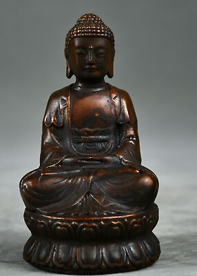 #ad 4.7quot; China Antique Tibet Tibetan Buddhism temple Bronze Shakyamuni Buddha statue $84.00
