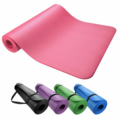 #ad Extra Thick 10mm Exercise Yoga Pilates Mat Gym Fitness NBR 72quot;x 24quot; w Bag Strap $17.99