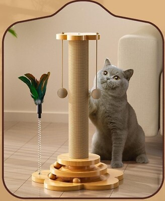 #ad Cat Toy Solid Wood Turntable Funny Pet Stick Balls Durable Board Cats Game Nice $29.99