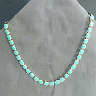 #ad Gold Toned And Turquoise Colore Plastic Rhinestone 21quot; Stretch Cord Necklace $8.00