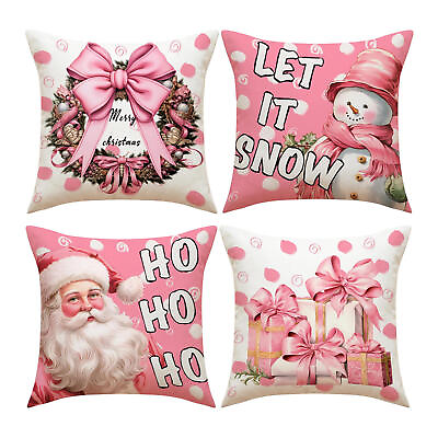 #ad Pink Christmas Pillow Cover Christmas Pillowcase Decorative Bed Cushion Case 18quot; $9.17