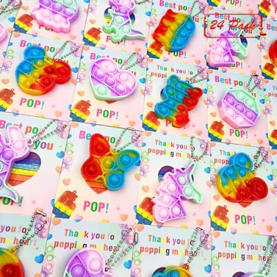 #ad 24 PCS Valentines Day Cards with Mini Colorful Pop Toys for Kids School Class... $16.09