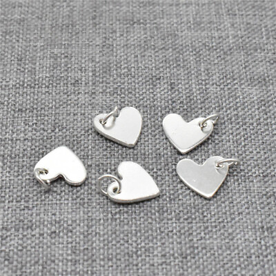 #ad 20pcs of 925 Sterling Silver Small Heart Charms 2 sided for Valentines Bracelet $14.82