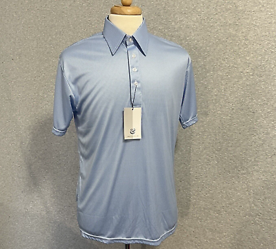 #ad Collars amp; Co Dress Collar Polo Shirt Mens Medium Blue Houndstooth English Spread $42.75