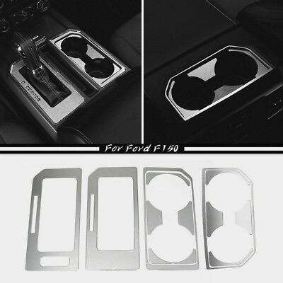 #ad For 15 20 Ford F150 F 150 Silver Cup Holder Gear Shifter Box Panel Cover Trim $40.28