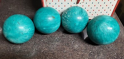 #ad Stunning Set of 4 Vintage Green Marble Swirl Candlepin Bowling Balls C $95.00