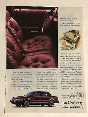 #ad Vintage Chrysler Lebaron Sedan Print Ad Advertisement PA4 $6.64
