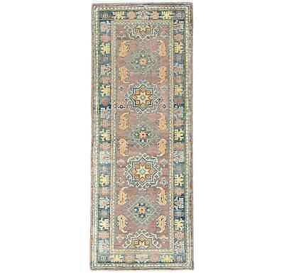 #ad Tribal Geometric Muted Colors 2X5#x27;4 Kazak Oriental Runner Rug Bedroom Carpet $238.00