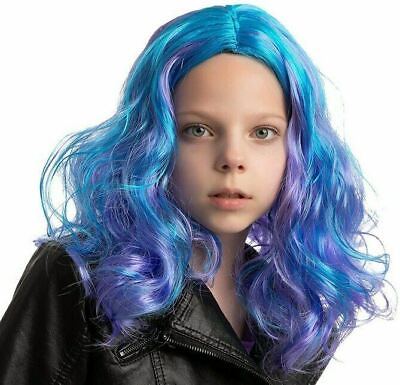 #ad Girls Blue Wig Curly One Size Spooktacular Creations Halloween $14.99