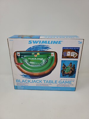 #ad Swimline Inflatable Blackjack Game Table Raft w Waterproof playing Cards pool $39.99
