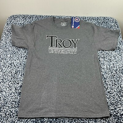 New Champion Troy Trojans Shirt Mens Medium Gray Crew Neck NCAA Casual $17.99