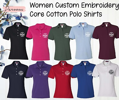 #ad Ink Stitch Add Your Own Custom Logo Texts Stitching Custom Women Polo Shirts $29.99