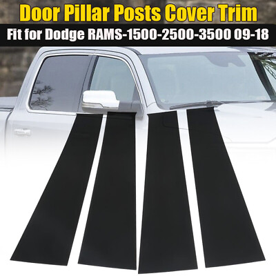 #ad For Dodge Ram 1500 2500 3500 2009 18 Pillar Posts Door Trim Cover Molding Black $10.99