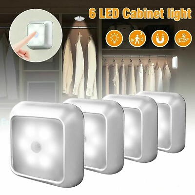 #ad Smart Wireless Motion Sensor LED Night Light Cabinet Closet Stair Wall Lamp $7.40