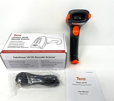 #ad Tera Wireless Barcode Scanner Cordless Model 5100 1D 2d Laser USB 2.0 New $24.99