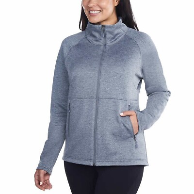#ad Womens Kirkland Signature Ladies Fleece Full Zip Jacket Gray Heather XL $18.36