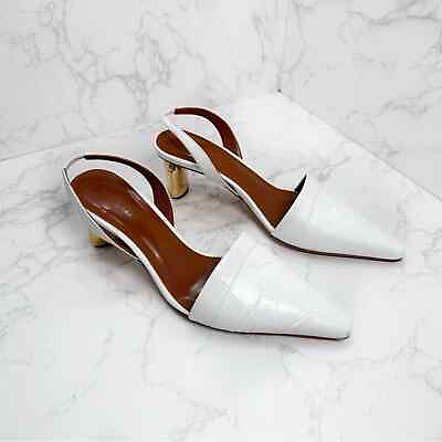 #ad Rejina Pyo Conie Slingback White Gold Heel Size US 10 original retail $600 $175.00