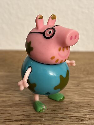 #ad PEPPA PIG DADDY PIG W GLASSES 3” ACTION FIGURE PEPPA PLASTIC TOY PRE OWNED $7.92