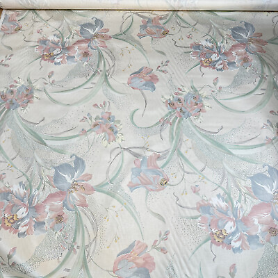 #ad vintage dupont upholstery fabric beige pink floral 4 yards 54quot; wide $40.00