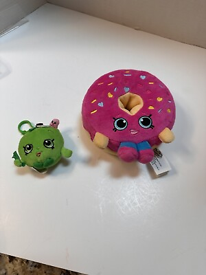 #ad Shopkins Dlish Donut Pink With Sprinkles Plush 2015 6 Inches Green Apple Key $10.00